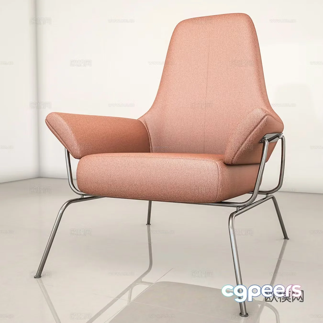 Modern leisure chair leather chair office chair single chair 3d model