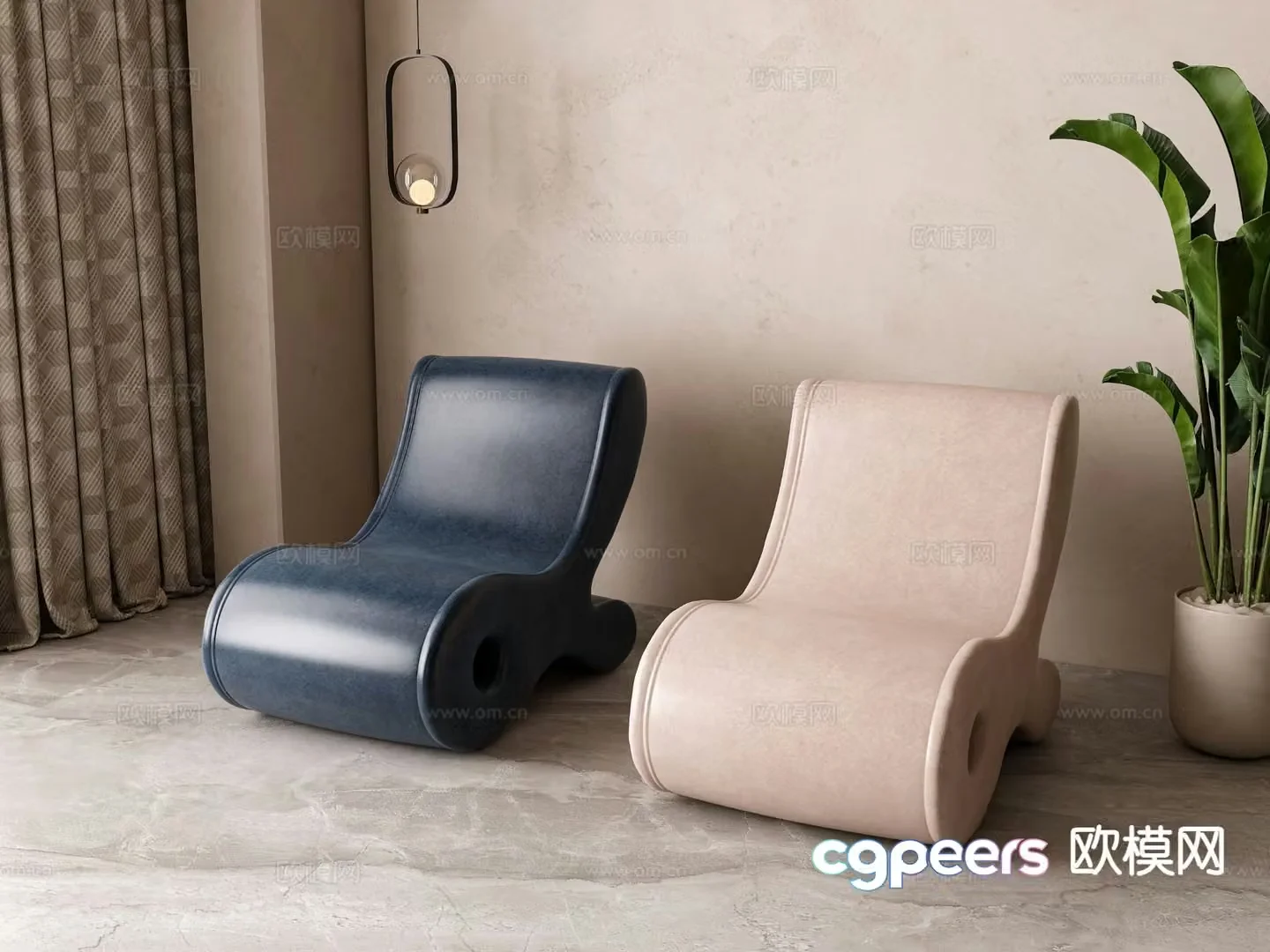 Leisure recliner leather recliner 3d model