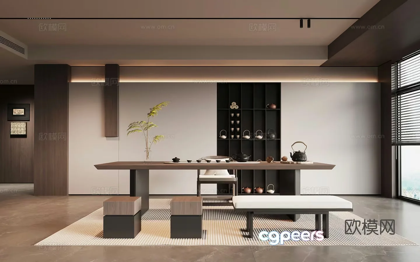 Modern Asian Dining Room 3D Model – 15439 – VRAY Render