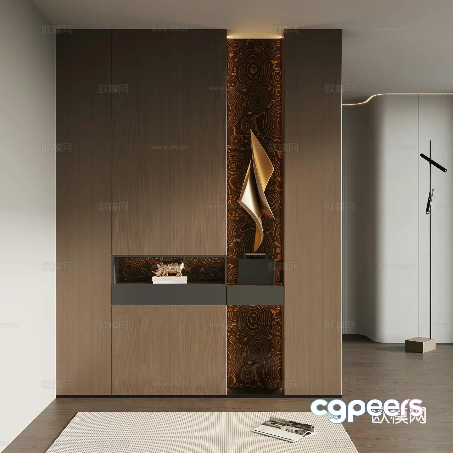 Italian minimalist porch cabinet door-entry shoe cabinet porch background 3D model