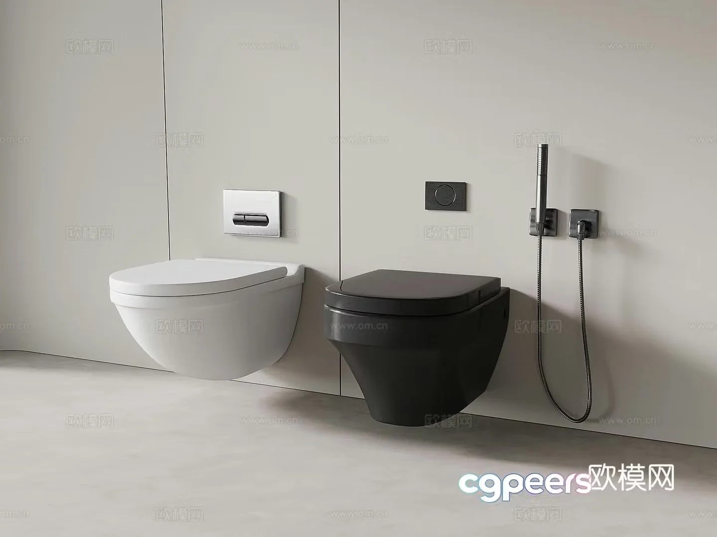Modern wall-mounted toilet seat 3D model