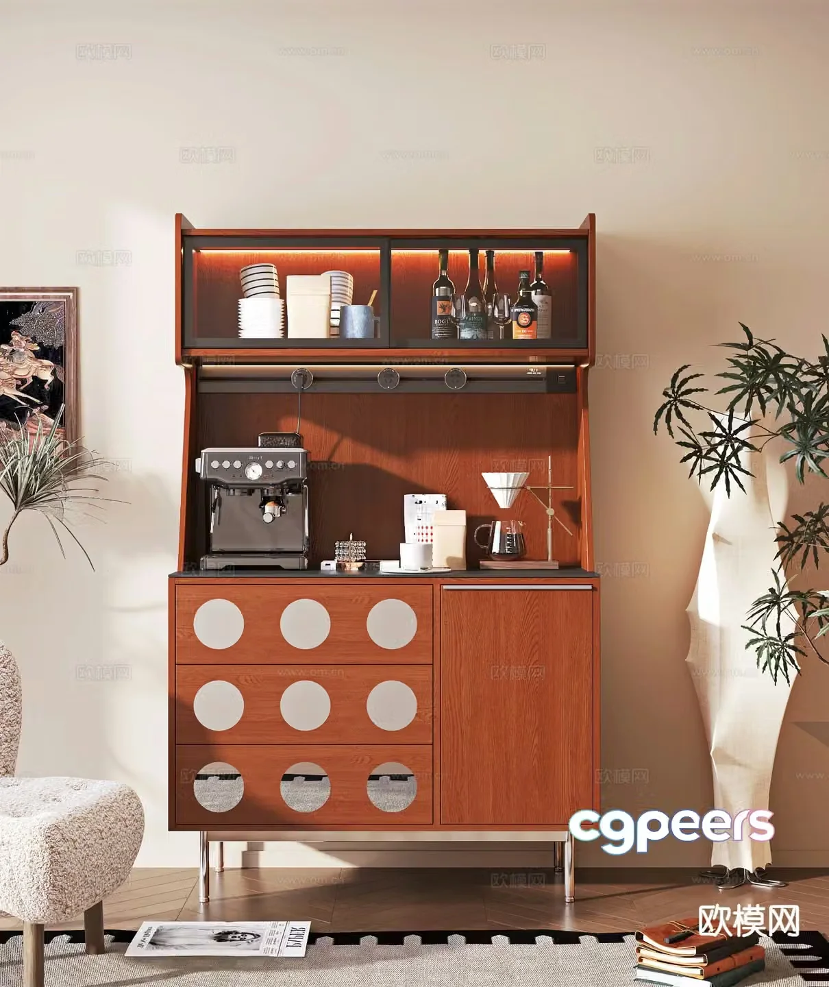 Medieval style sideboard 3d model