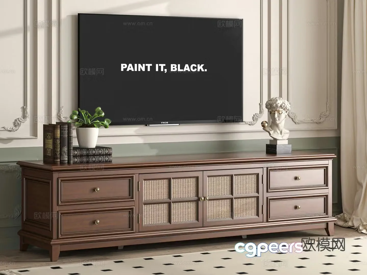Middle-aged TV cabinet 3D model