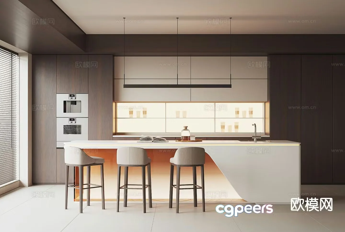 Modern island restaurant 3d model