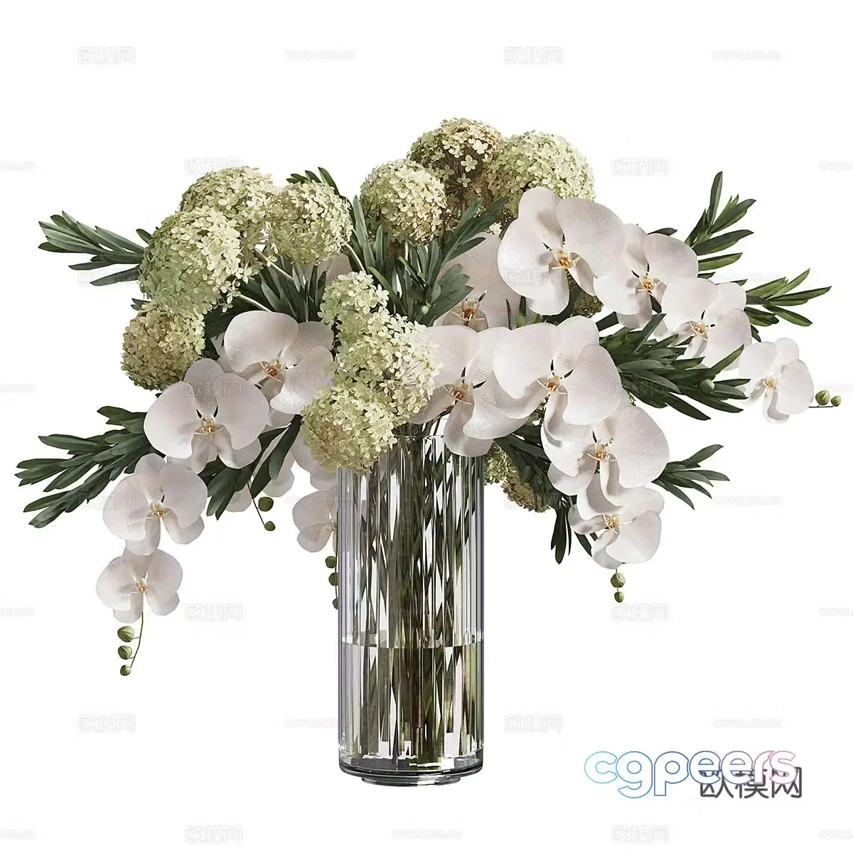 Modern glass vase flower art 3d model