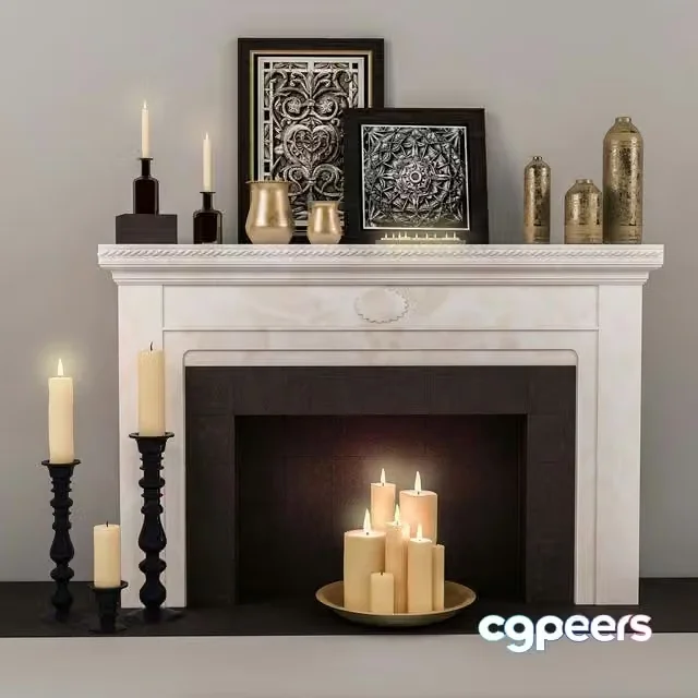 3ds Max Free – Decorative objects, fireplace