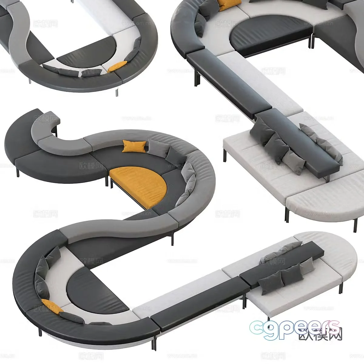 Modern special shape locker sofa 3d model