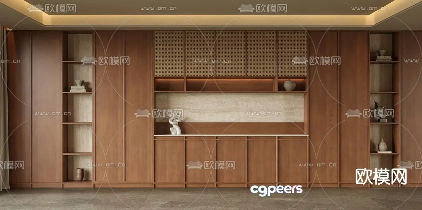 Medieval style wine cabinet and sideboard 3D model