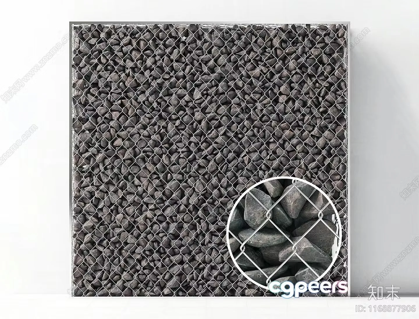 A Metal Grate Filled With Rocks 3D Model – 10061 – VRAY Render
