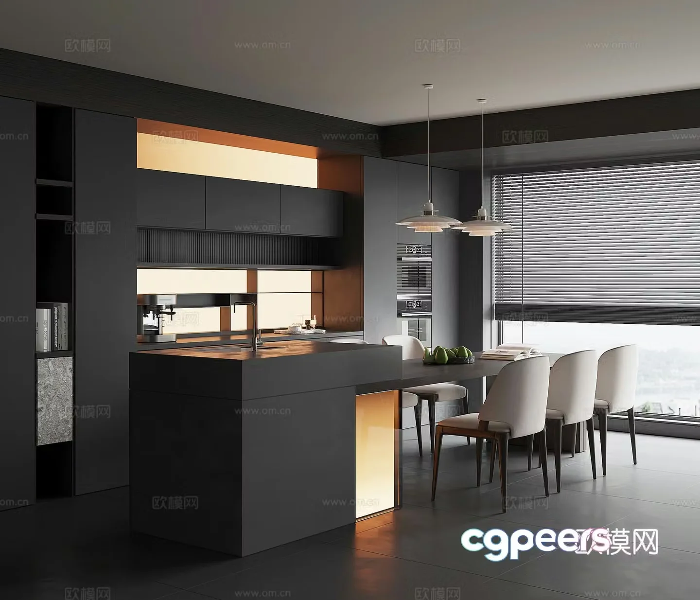 High-end gray restaurant Nakashima restaurant 3D model