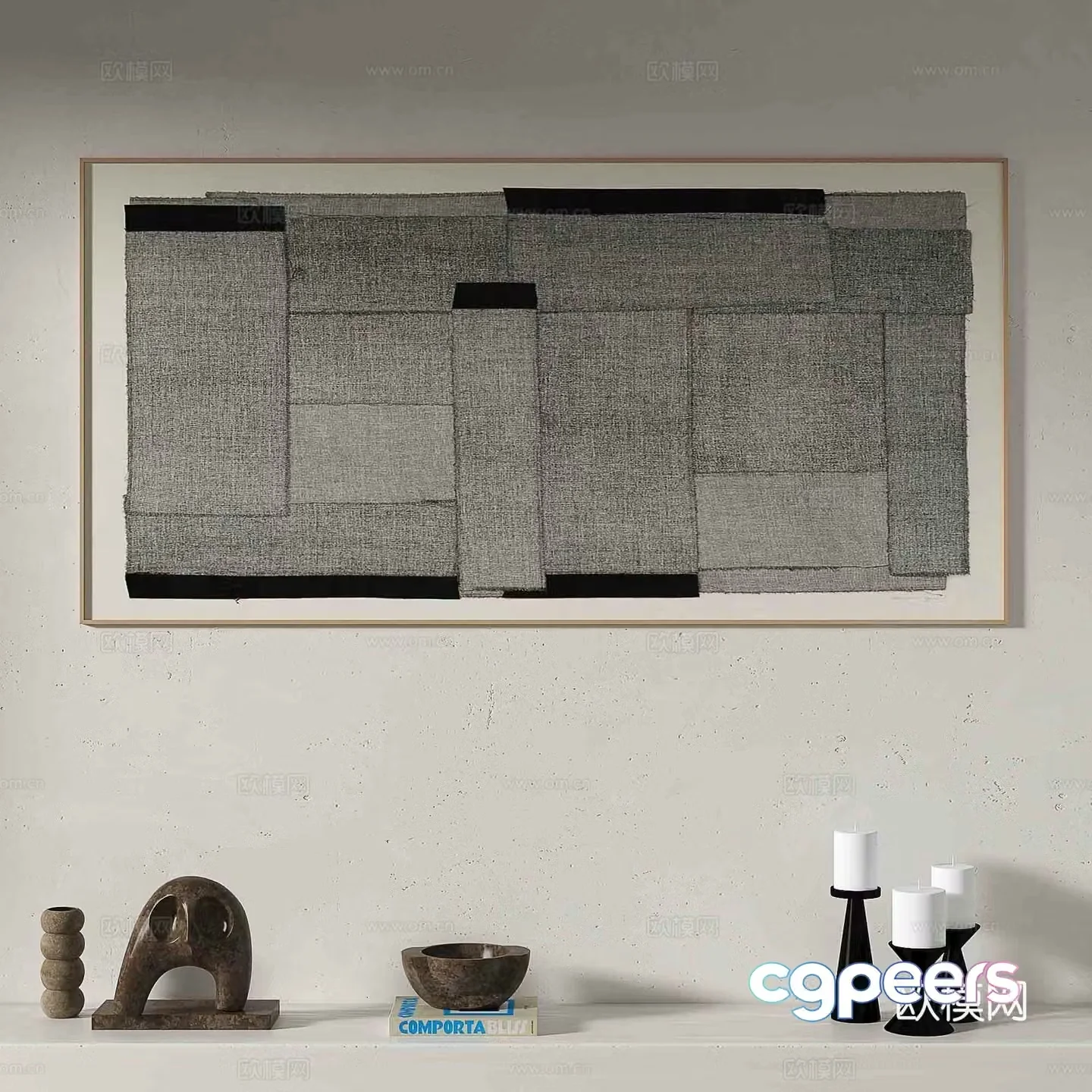 Modern texture painting decorative painting 3d model