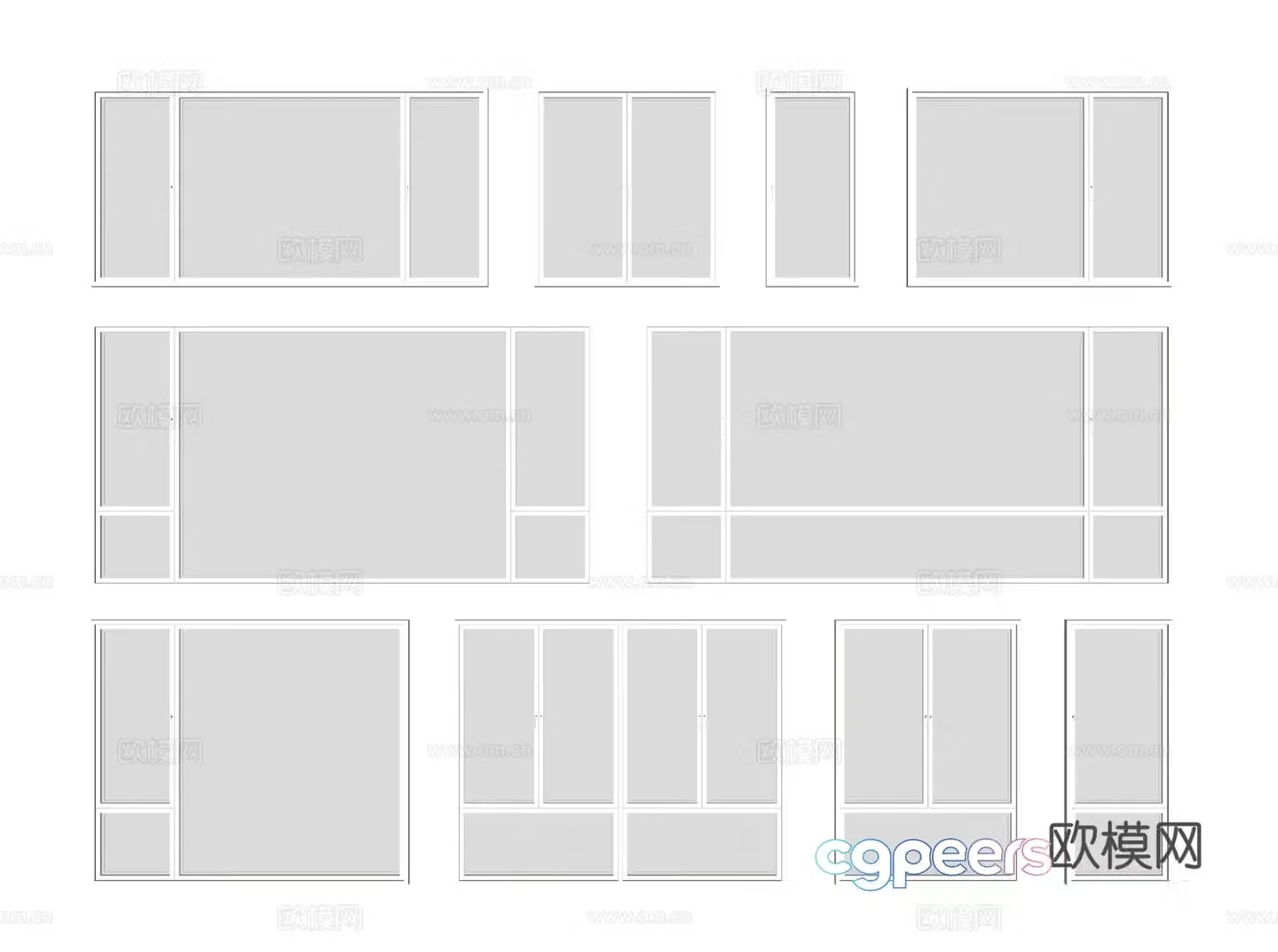 Modern floor-to-ceiling windows curtain wall windows glass windows windows 3d model