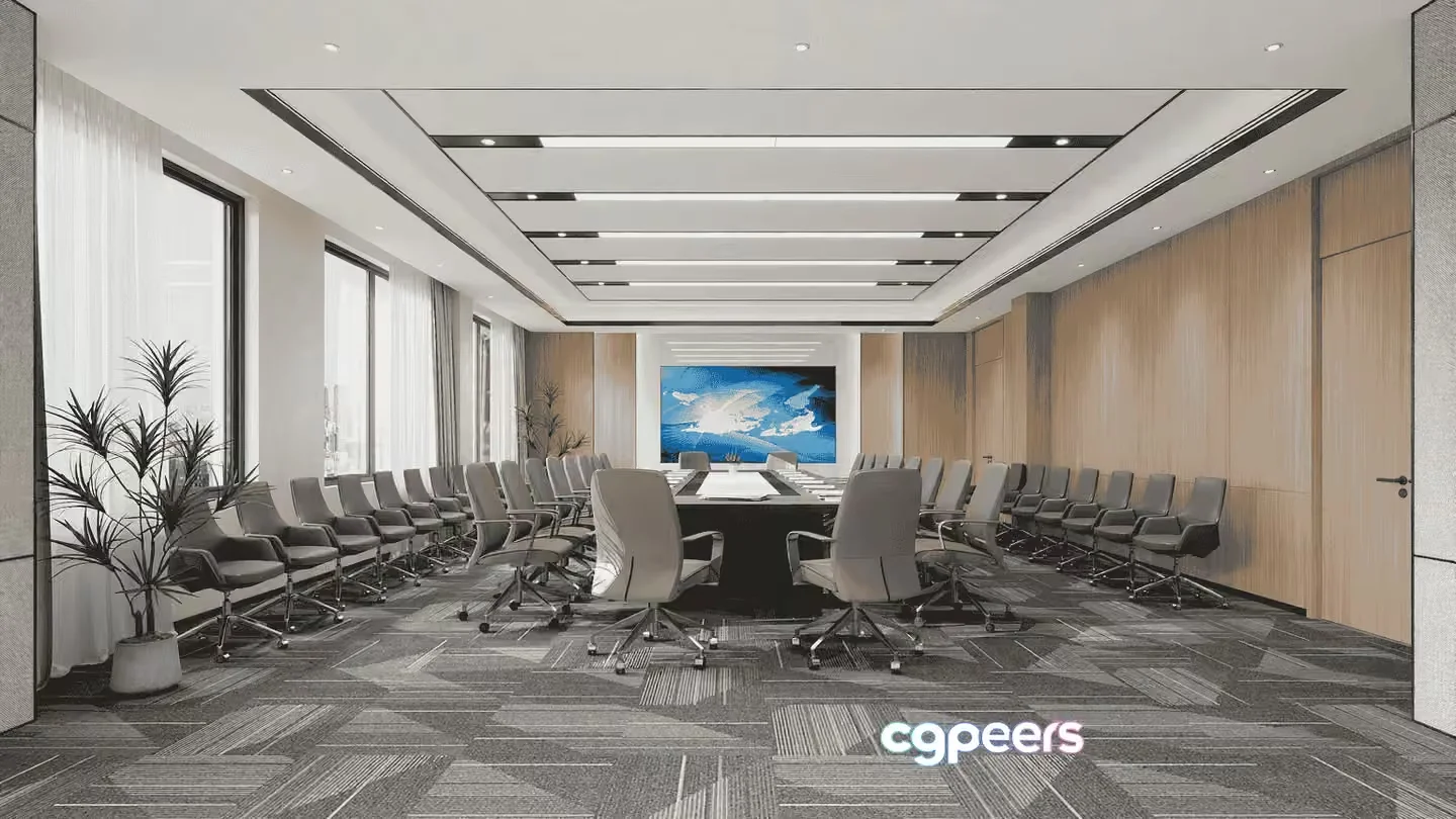 A Large Conference Room 3D Model – 13646 – VRAY Render