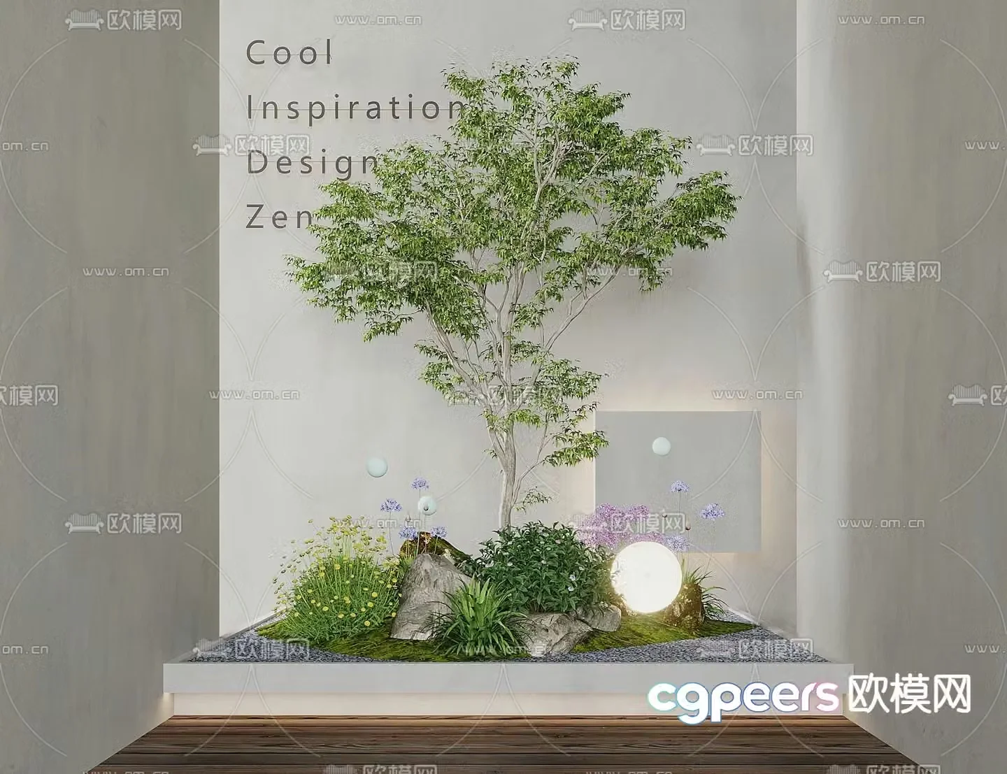 Indoor landscape plant pile 3d model