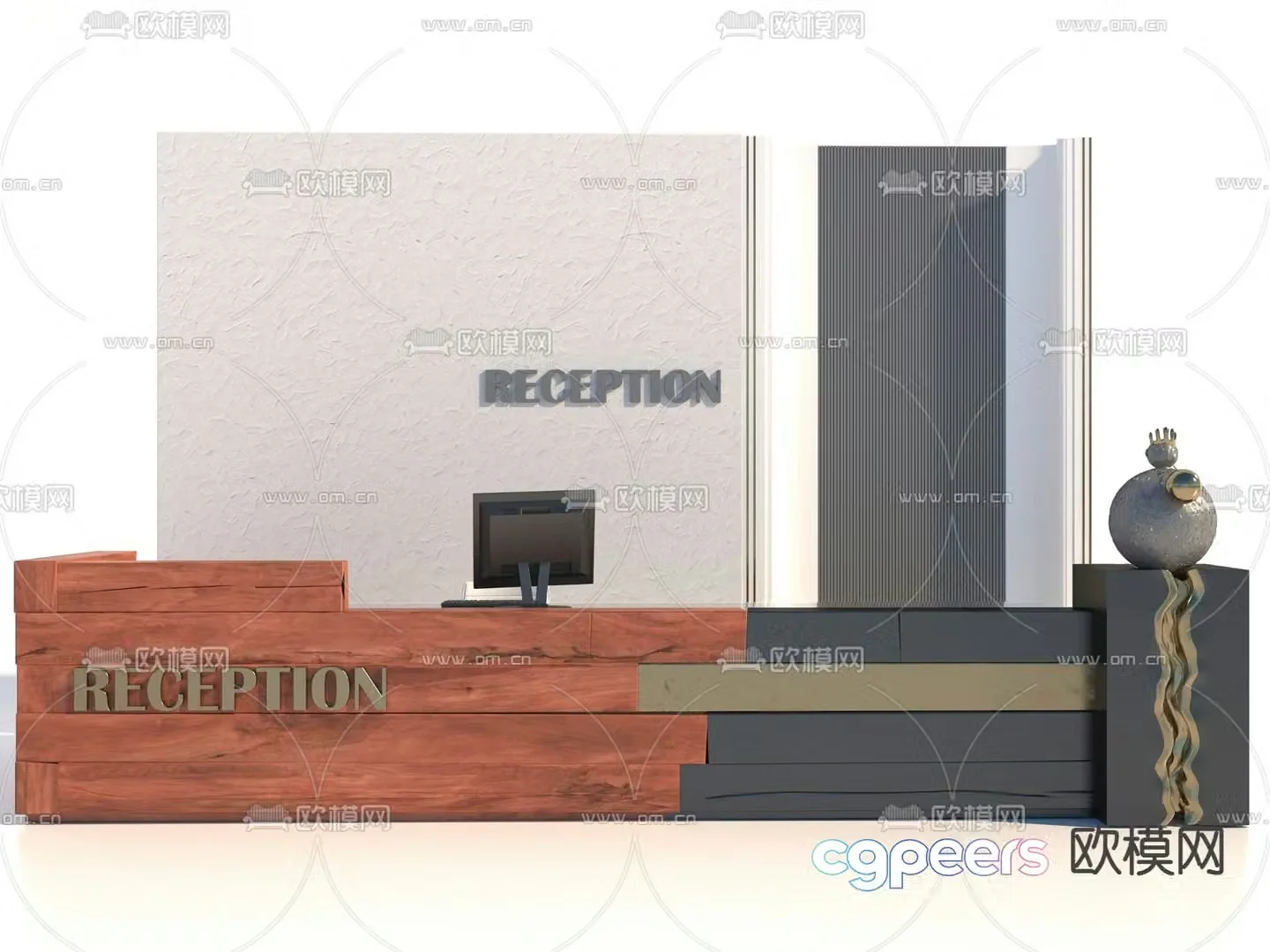 Front desk reception desk service desk cashier 3d model