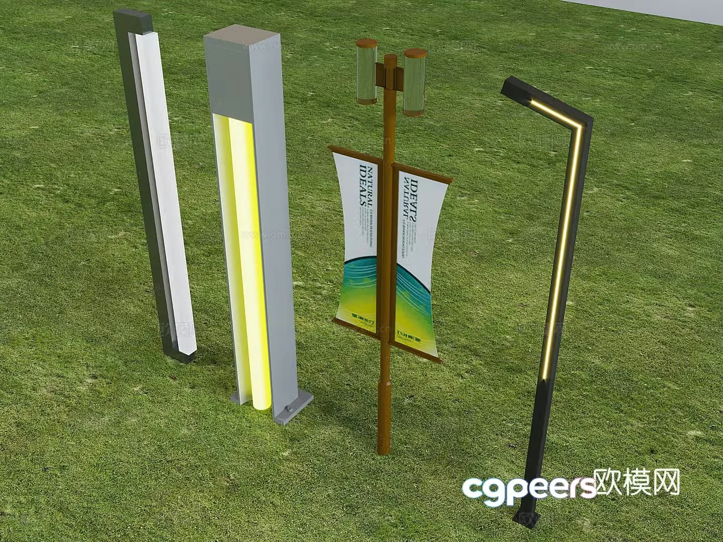 Outdoor lights high pole street lights landscape street lights pole lamp post 3D model