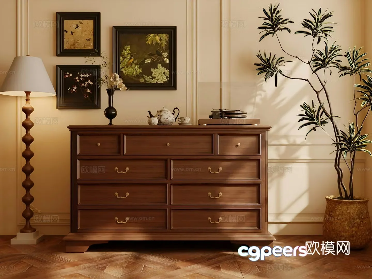 French American sideboard American decorative cabinet Sideboard sideboard sideboard ornaments Wine cabinet sideboard sideboard 3D model