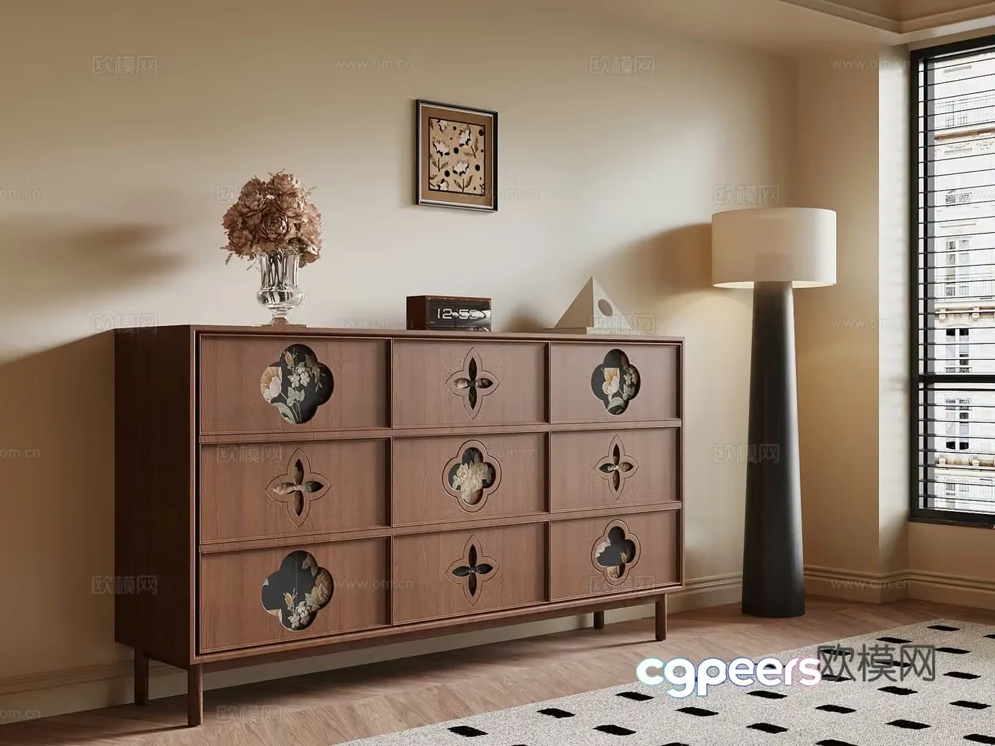 French medieval style entrance cabinet 3D model