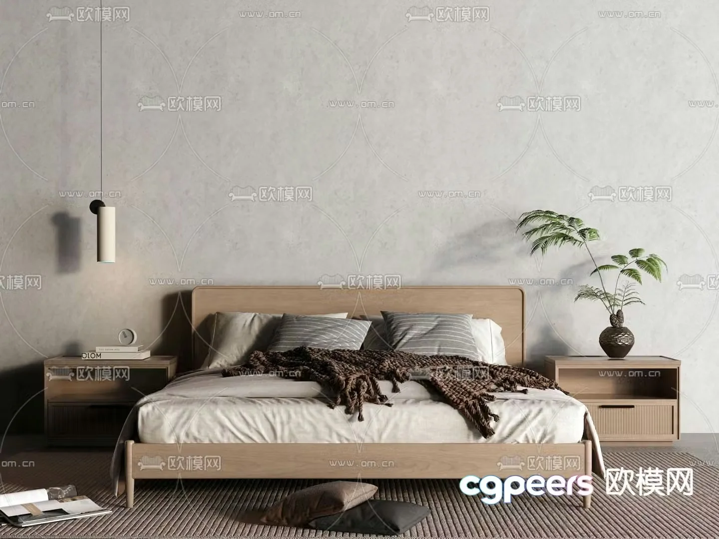 Wabi-sabi double bed 3d model
