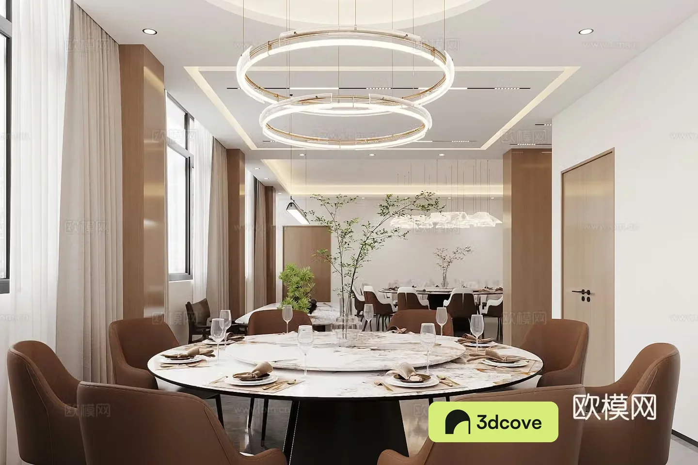 New Chinese-style private rooms Restaurant private rooms Round dining table and chair combination