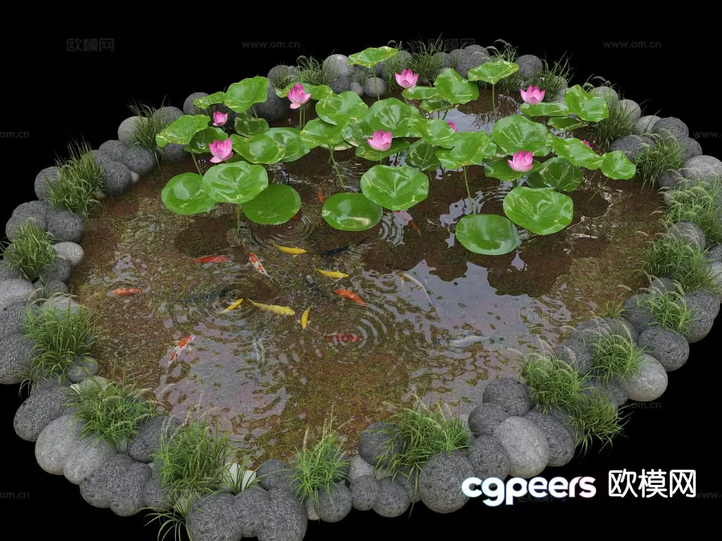 Ecological fish pond pond fish pond lotus pond pond 3d model