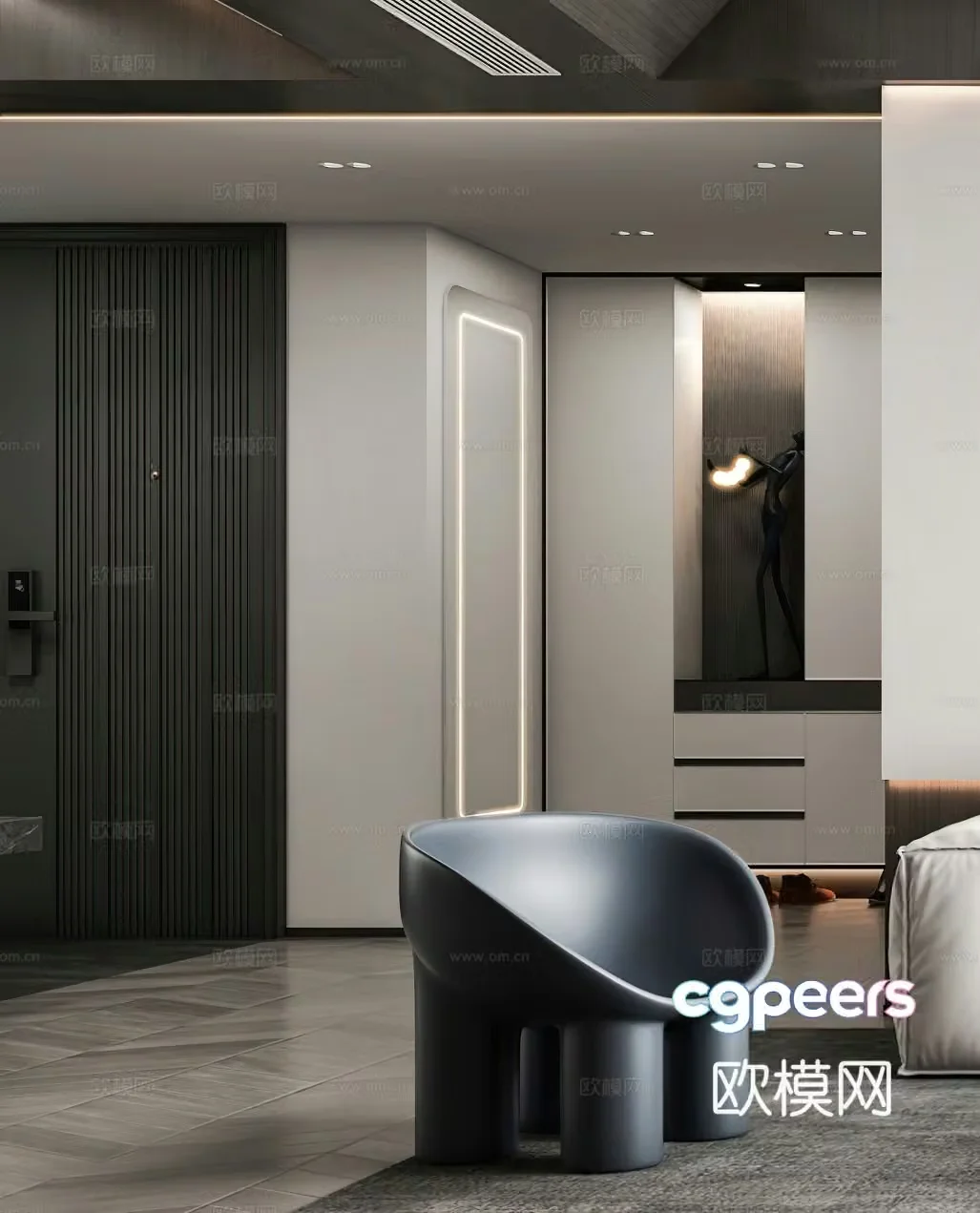 Modern casual chairs shoe cabinets ornaments decorations Italian black white and gray simple side table 3D model