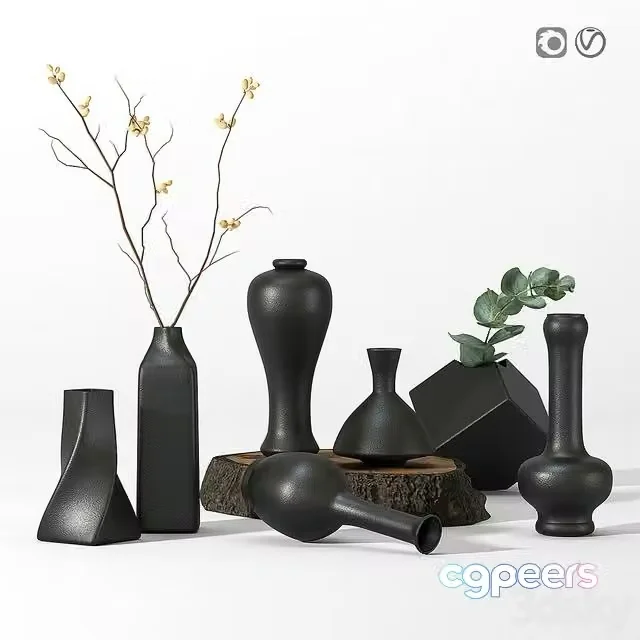 3ds Max Free – Decorative set 11 (black vases)