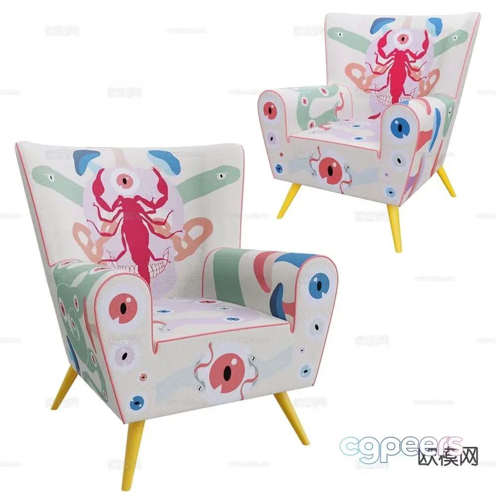 Pop Label American Chair Dopamine Lounge Chair 3d model