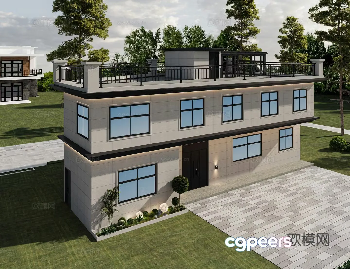 Modern villa exterior 3d model