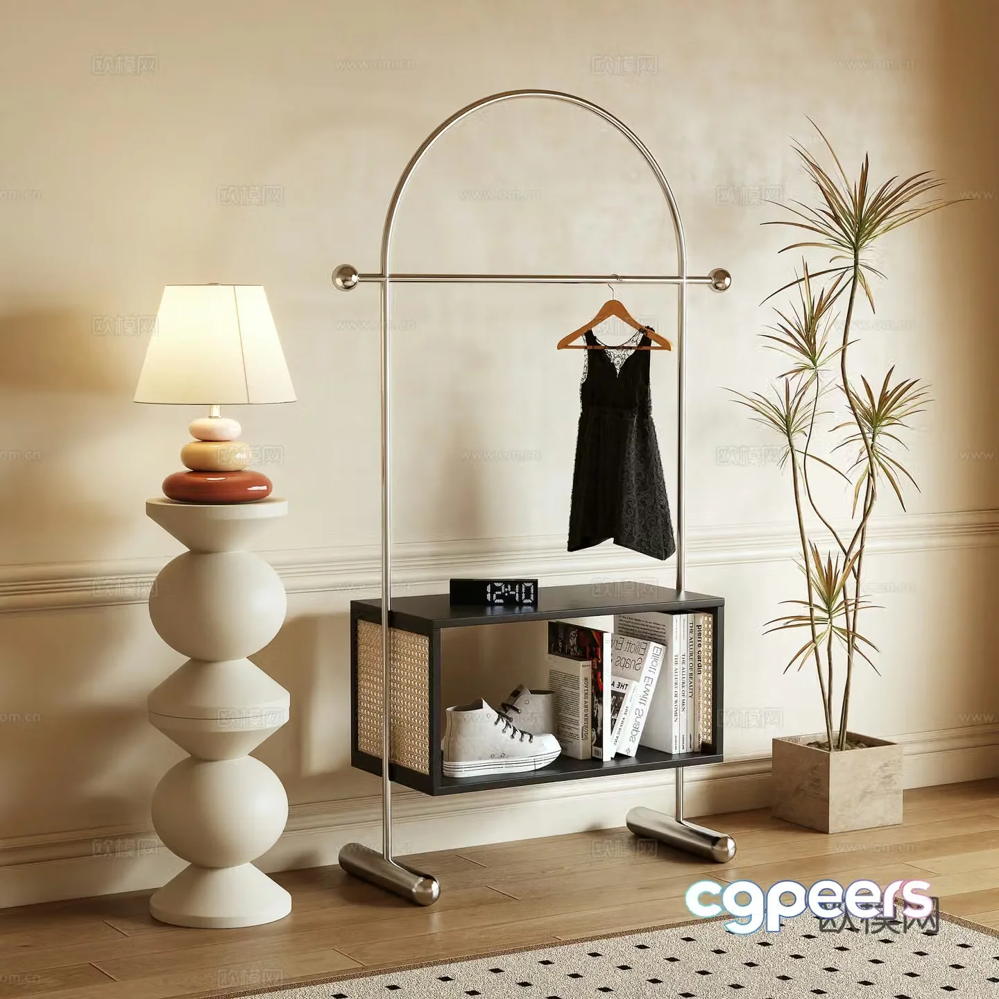 Modern clothes hanger clothes hanger floor hanger 3d model