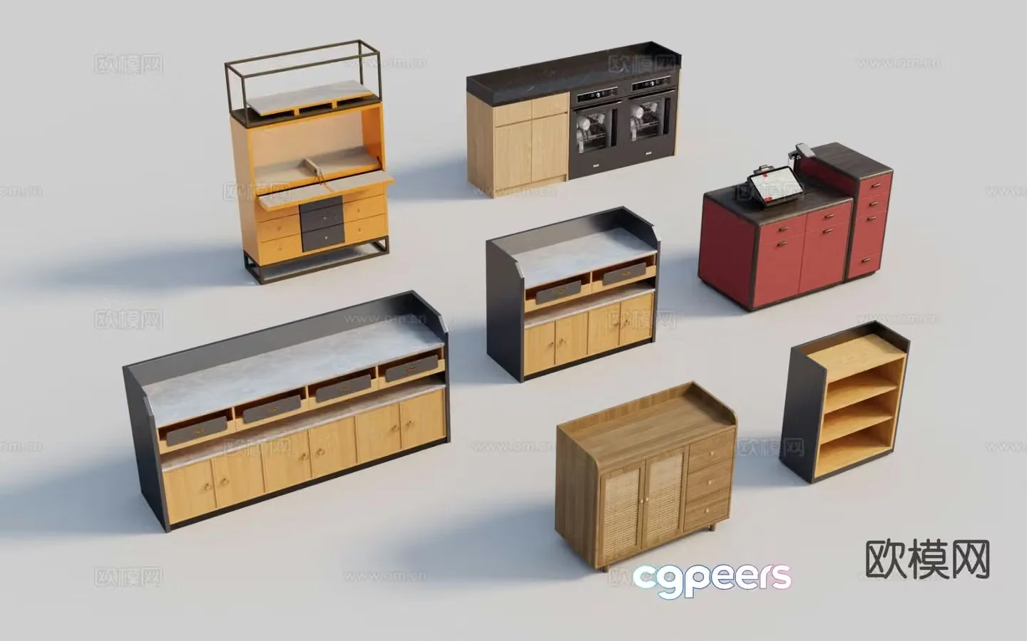 Sideboard condiment table cashier 3D model