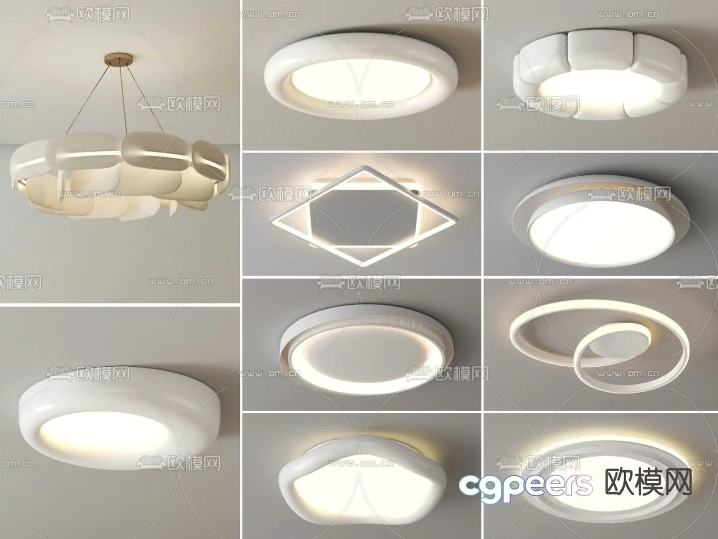 Round ceiling lamp bedroom lamp ring chandelier 3d model