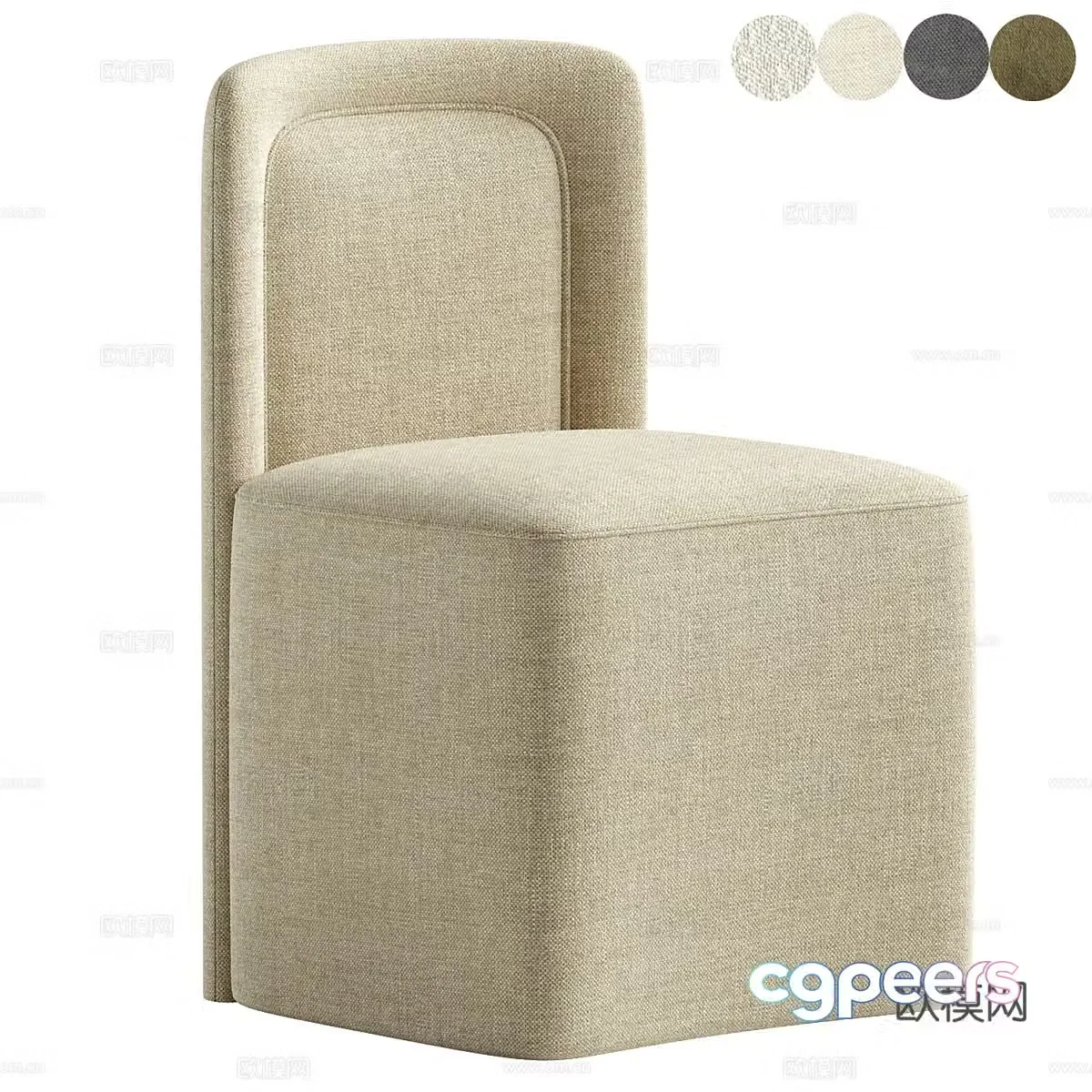 Modern Cream Style PIA Dining Chair 3D Model