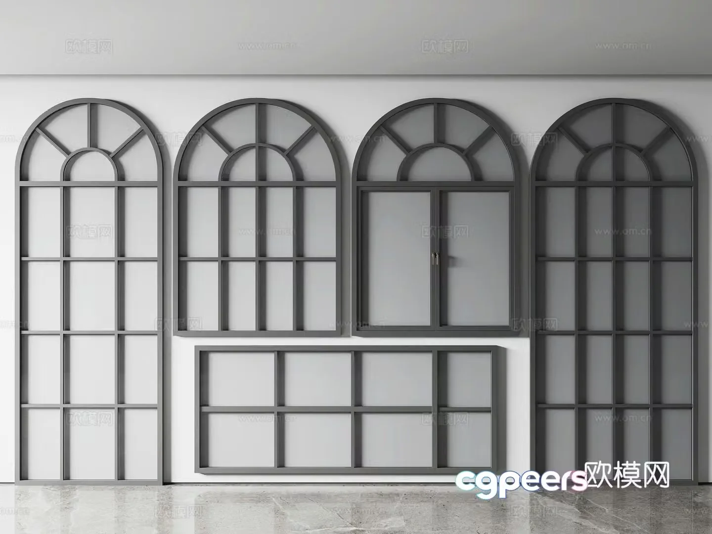 Simple European window arc 3d model