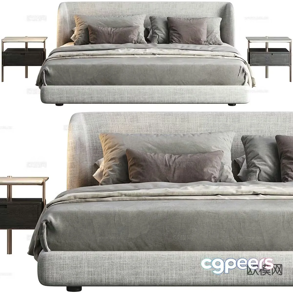 Modern double bed 3d model