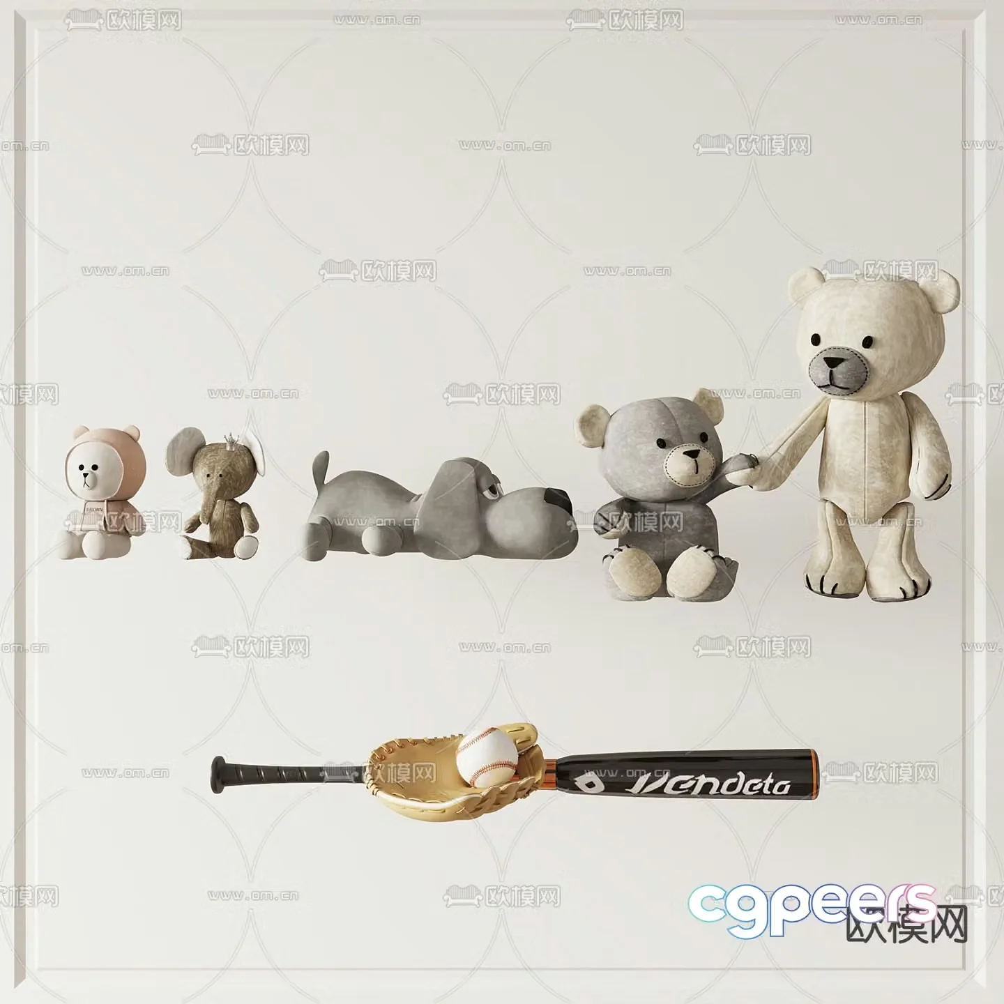 Modern ragdoll toy baseball bat 3d model