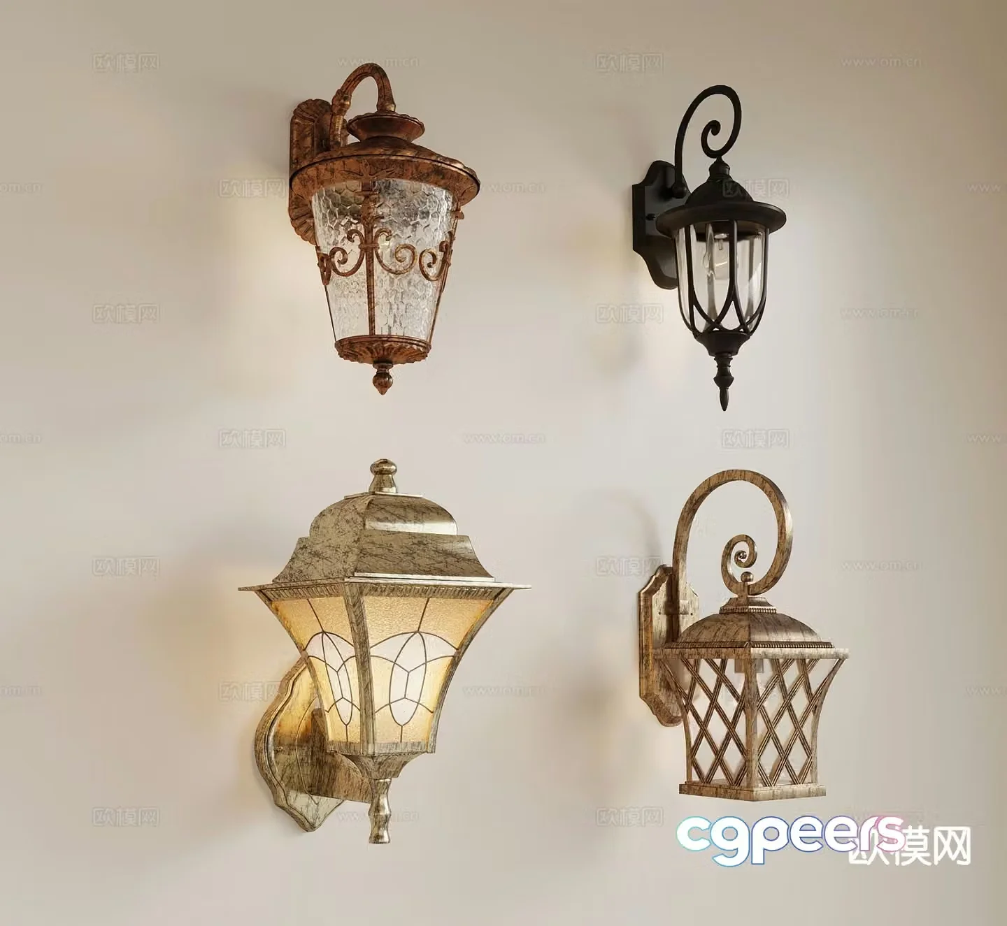 French wall lamp iron wall lamp outdoor wall lamp 3d model