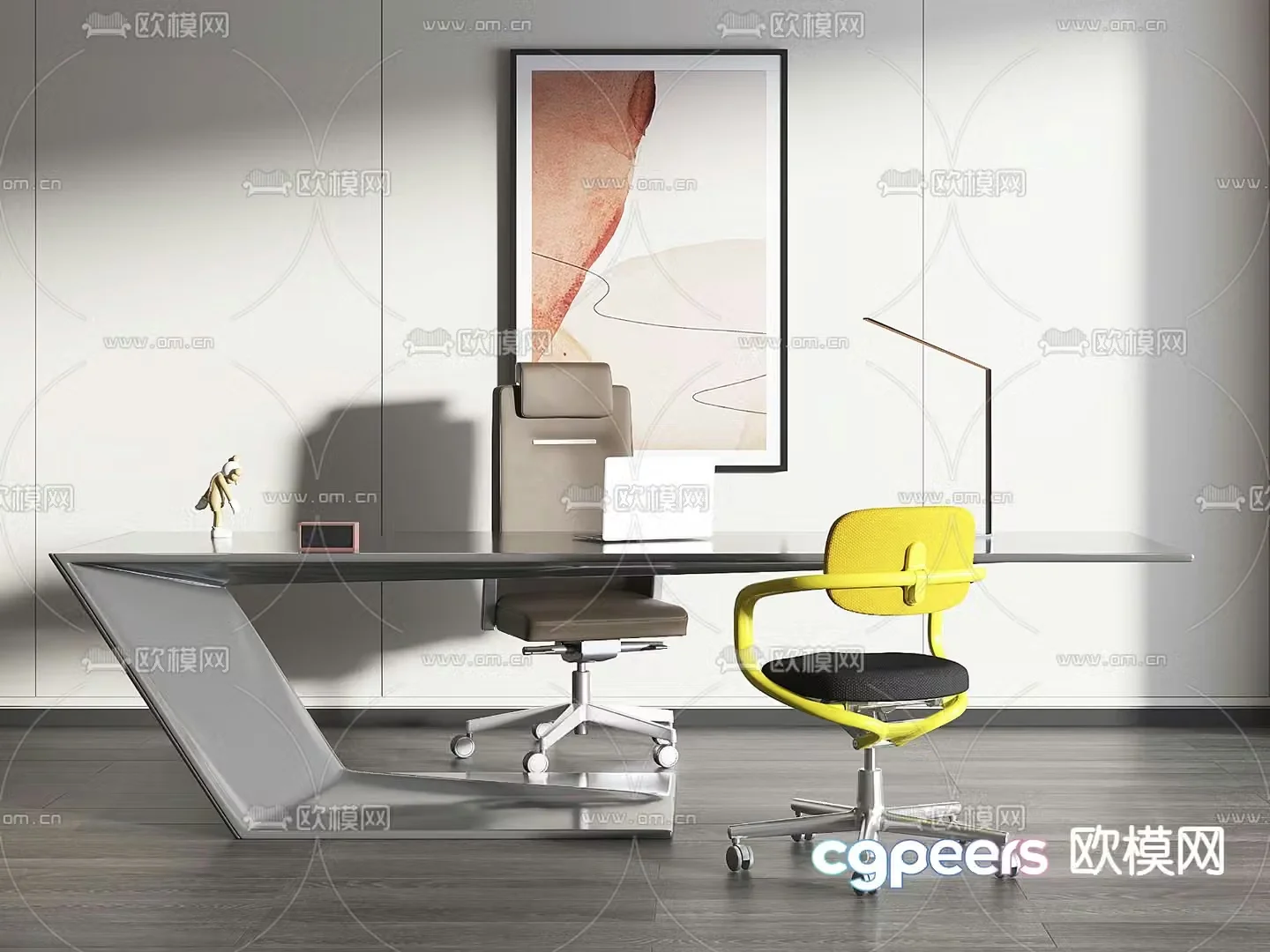 Office desk and chair desk table 3d model