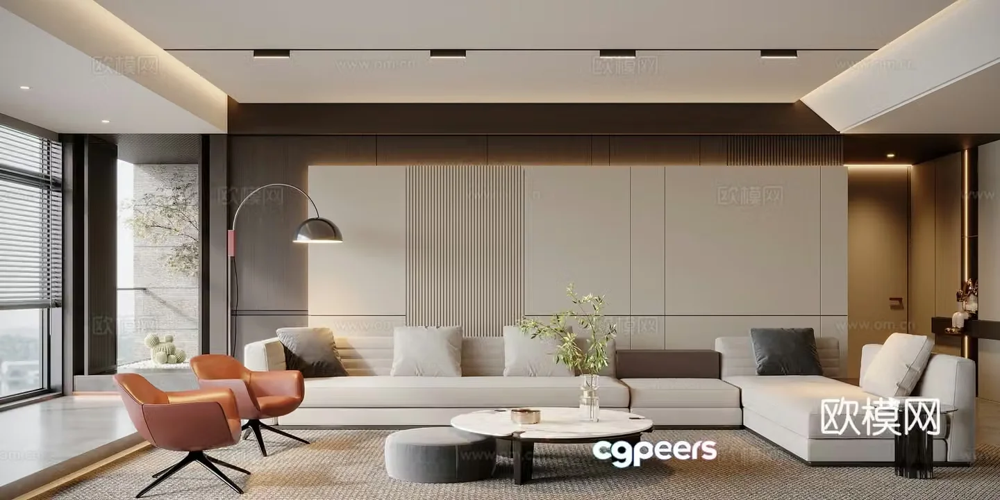 Modern home living room 3d model