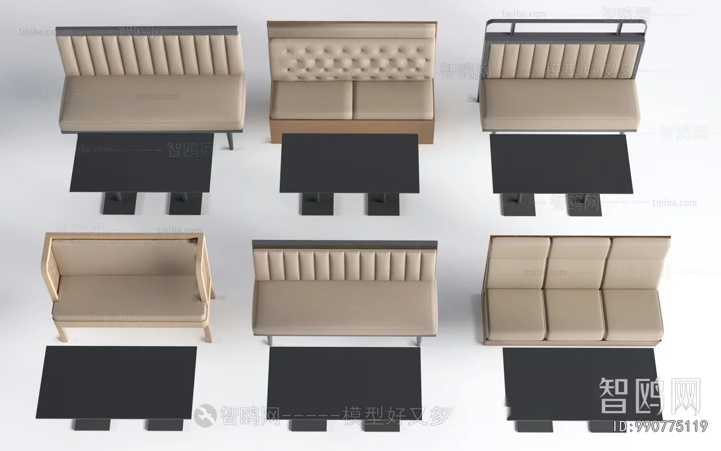 A Collection Of Beige Couches 3D Model – 18825 – VRAY Render