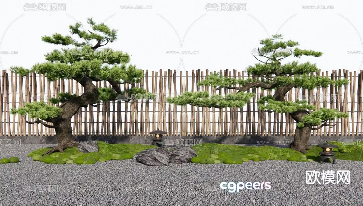 Landscape sketch pine tree landscaping 3D model