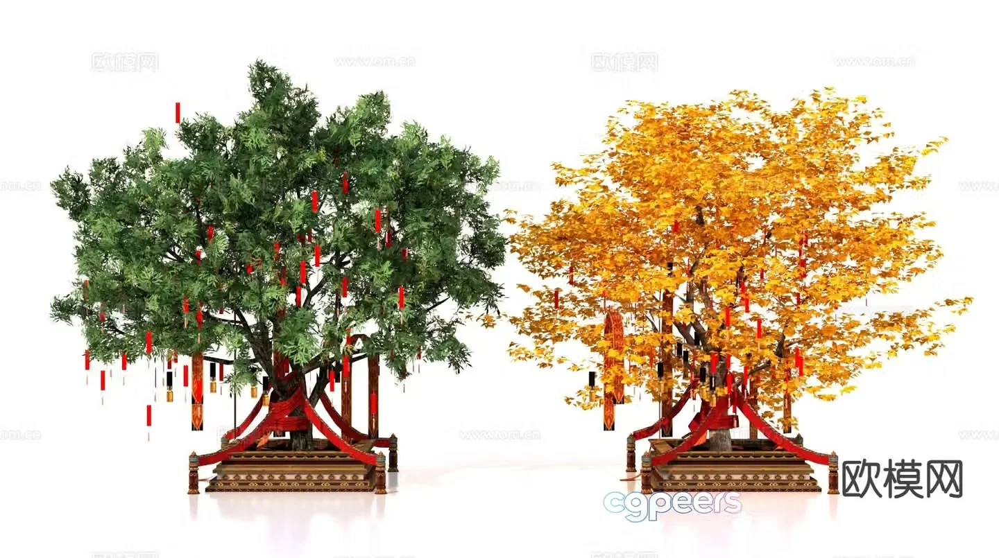 Scenic area blessing tree 3D model