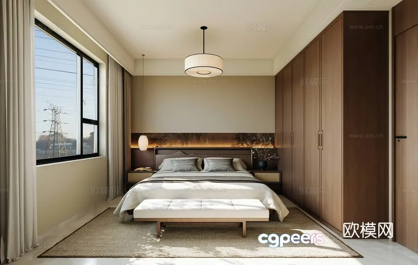 Zen New Chinese Style Home Bedroom Song Dynasty Aesthetic Bedroom 3D Model