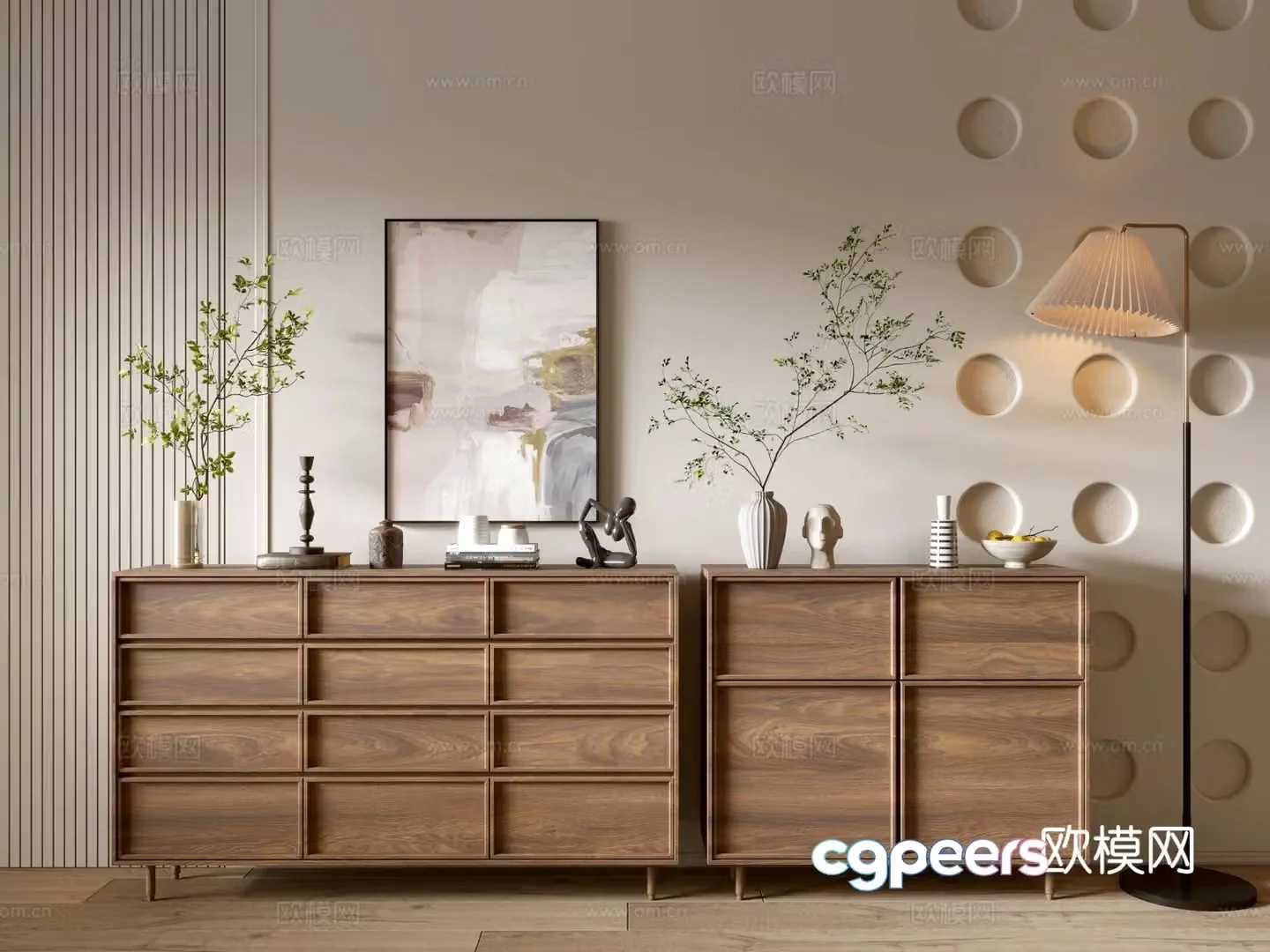 Wabi-sabi entrance cabinet 3d model