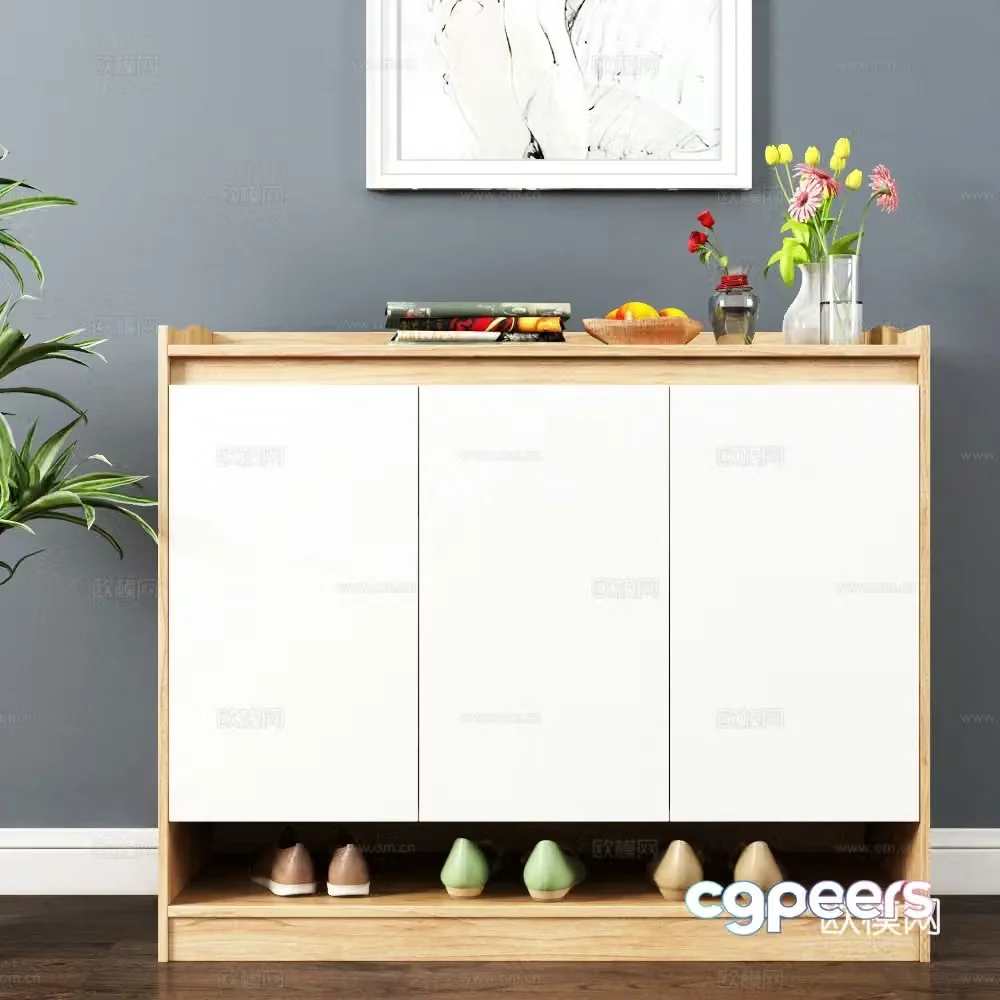 Modern shoe cabinet shoes accessories 3d model