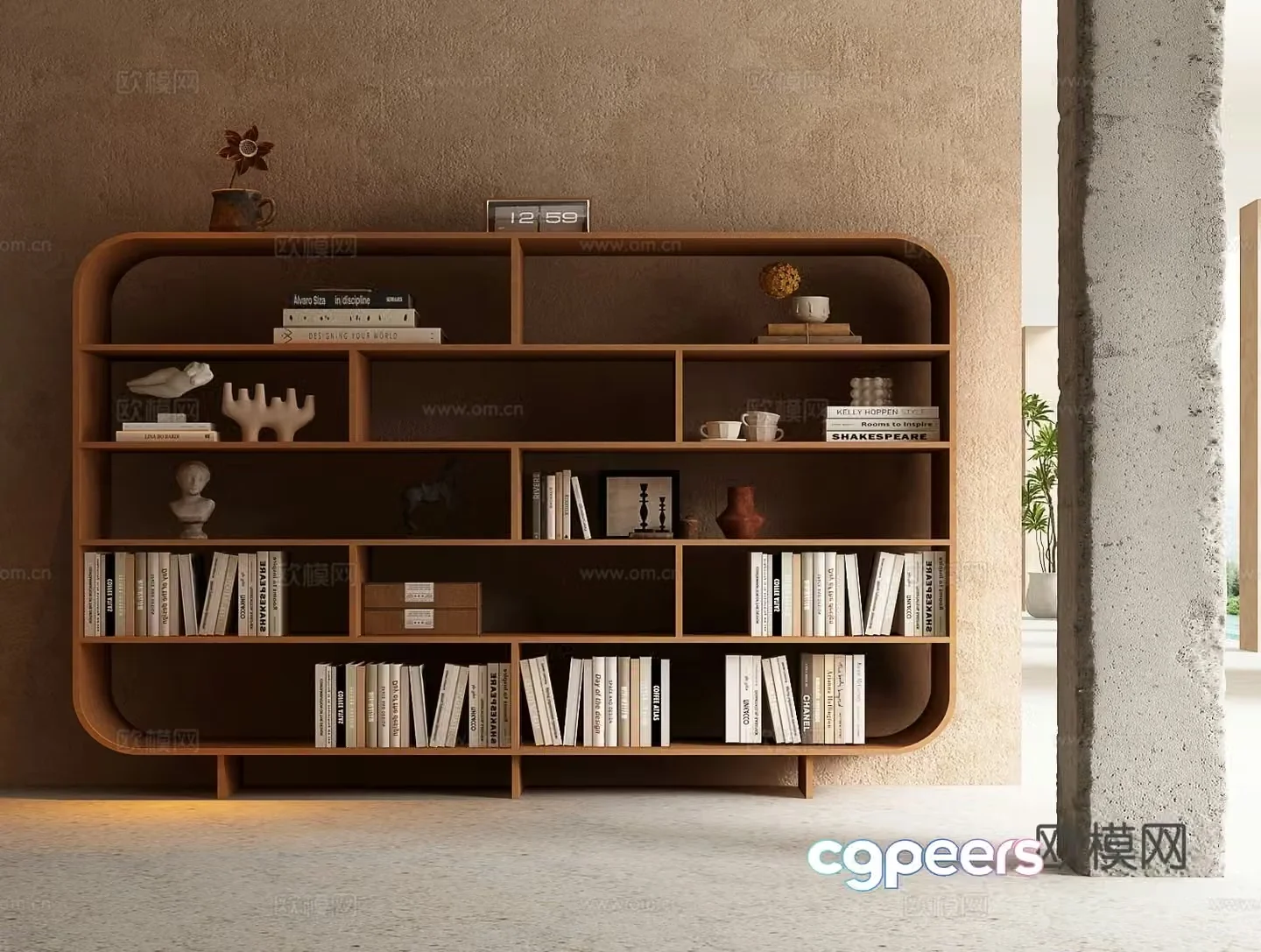 wabi-sabi bookcase bookshelf 3d model