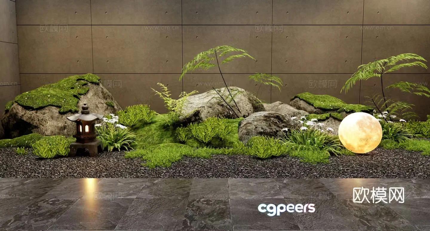 Landscape Landscape Moss Stone Micro Terrain Plant Heap Tropical 3D Model