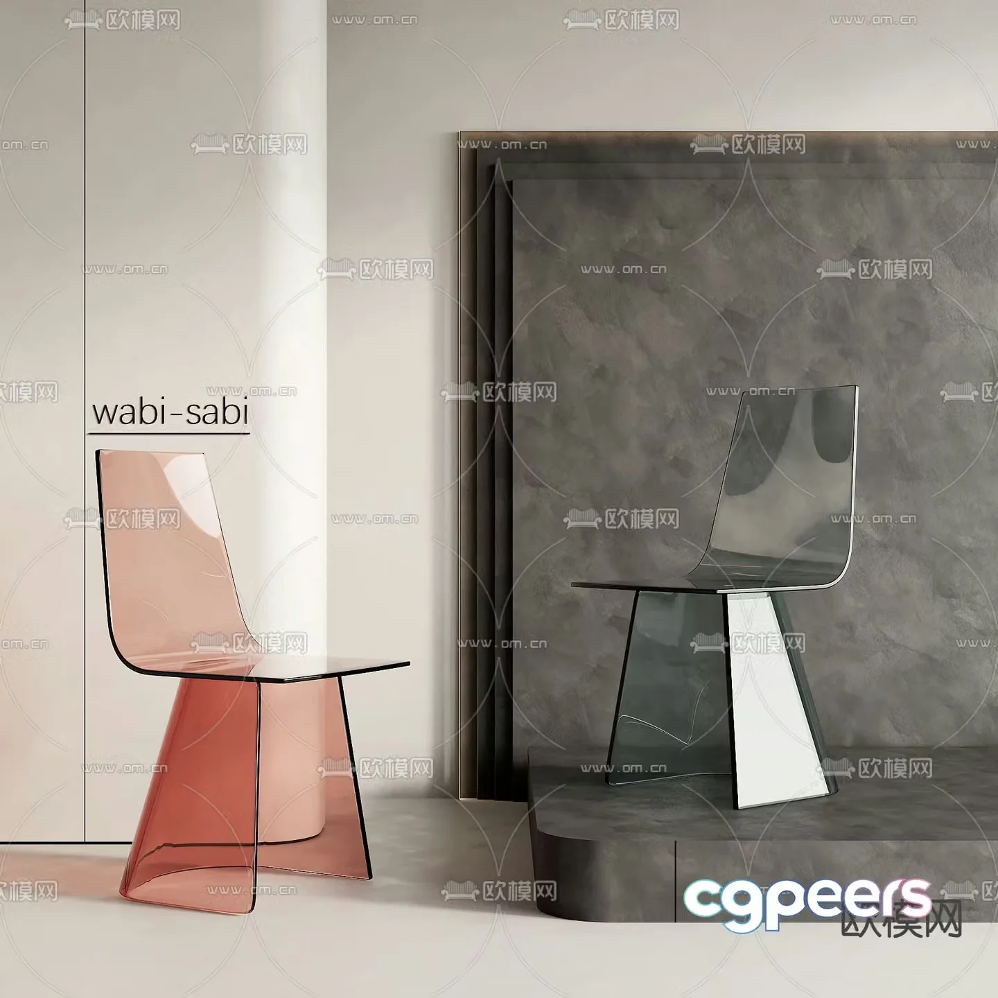 Transparent chair dining chair 3d model