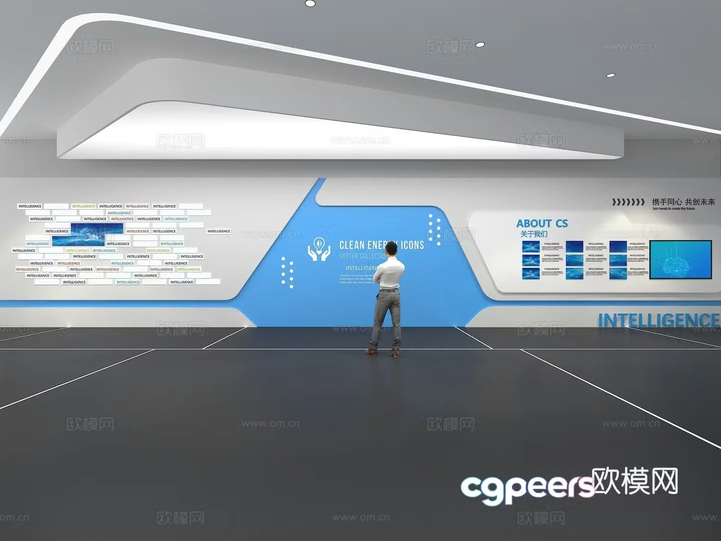 Cultural wall Corporate culture wall Display wall Theme wall Exhibition hall Campus culture Corridor 3D model