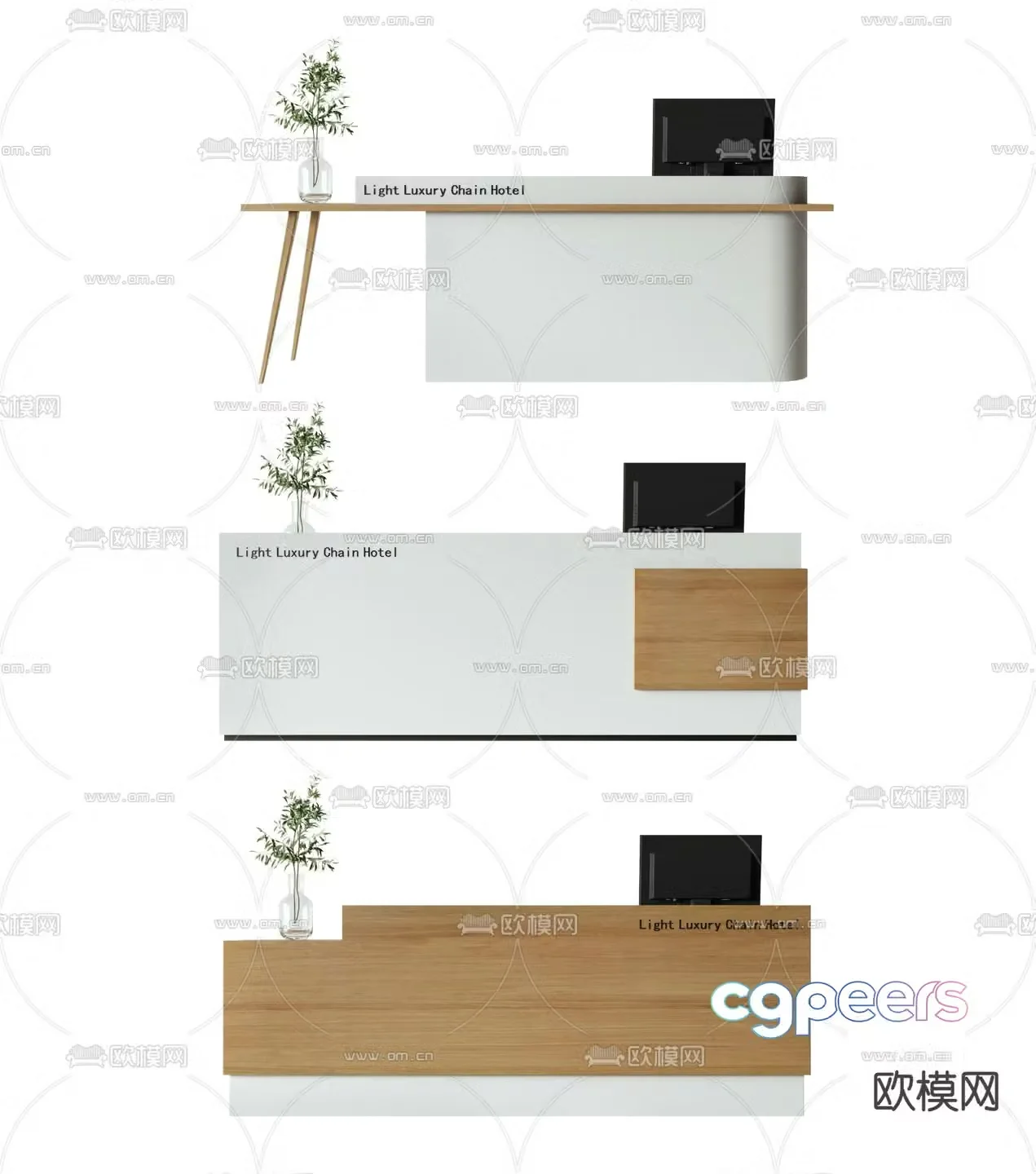Modern front desk reception desk service desk information desk 3d model